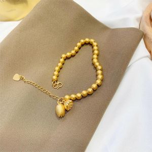 Link, Chain All-Match Sand Gold Long-Lasting Color Transfer Bead Bracelet Female Cute Little Lotus Seed Pendant