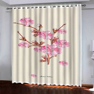 Modern Fashion Blackout Curtain Living Flower branch Curtains For Kids Room Printed Drapes