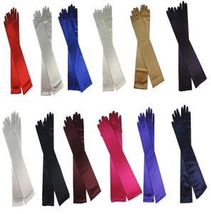 Brudhandskar svarta satinhandskar bröllop formella handskar 55 cm långa handskar