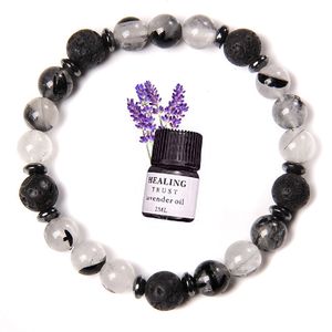 Bracciale con perline elastiche in pietra di cristallo con gemma naturale Bracciale per aromaterapia con olio essenziale