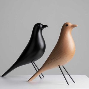 Drewniane Mid Century Ptak Figurki House Bird Animal Statua Dove of Peace Europejski Maskotka Home Bar Kawa Dekoracje Dekoracyjne 210607