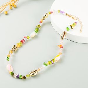 Chokers 2021 Boho Irregular Alien Pearl Colorful Beads Love Letter Clavicle Chain Necklace For Women Beach Vacation Jewelry