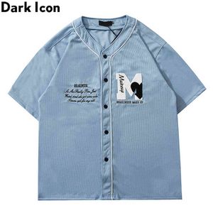 خطابات التطريز البيسبول قميص الرجال شبكة المواد القمصان الهيب هوب قميص قميص الملابس 3 ألوان 210603