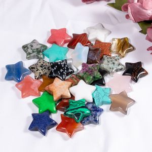 Natural Crystal Stone Party Favor Fashion Five Pointed Star Gemstone Desktop Decoration 30MM Crafts Pendant 9 Colors