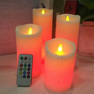 Hollow LED Flameless Candles 18-key Remote Control Timing Colorful Electronic Candle Wedding Party Home Decor HH21-151