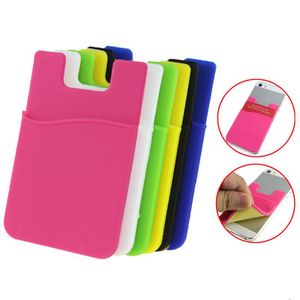 Party Favor Phone Card Holder Silicone Wallet Case Credit ID Cards Holders Pocket Stick On 3M Adhesive with OPP bag RH1921