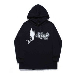 Autumn Chaopai and Winter Smoke Devil Sanskrit Angel Wings Large v Printed Sweater Men's Women's Pullover Hooded Sweater