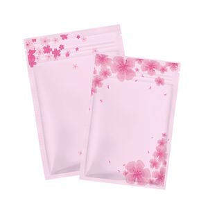 1000 pçs / lote rosa flor de cerejeira auto selagem zíper bloqueio saco pequena folha lisa presente sacos para jóias / embalagens em pó / malotas de maquiagem