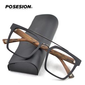 Modne oprawki do okularów przeciwsłonecznych Posesion okulary optyczne mężczyźni kwadratowe krótkowzroczność okulary korekcyjne męskie drewniane oprawki okulary okulary