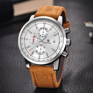 2022Benyar nova moda cronógrafo genuíno couro esporte mens relógios top marca luxo militar quartzo relógio relógio relogio masculino