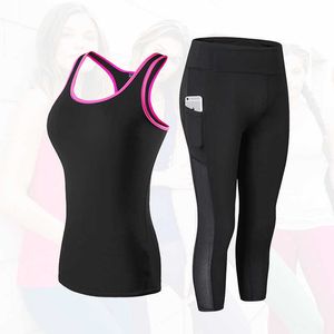 Frauen Fitnclothing Sport T-shirt Leggings 2 Stück Sets Atmungs Yoga Set Sportswear Laufen workout kleidung für frauen X0629
