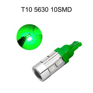 50PCS Green T10 12V W5W 5630 10SMD Wedge LED Car Lampor för 192 168 194 2825 Clearance Lampor Licensplatta Lampor