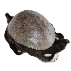 Mörkbrunt eller svart hårfärg Super tunn hud Mens Toupee Super Slitstarka PU Base Män Hairs Wig Protes med Indian Remy Hairs Paryk 8x10inch