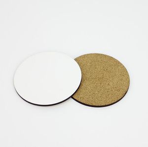 500PCS DIY Sublimation Blank Coaster Träisolerad Cork Cup Matta MDF Reklam Gåva Promotion halvfabrikat