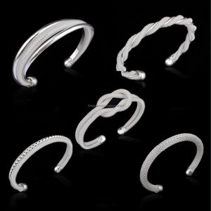 Cuff Bracelets Jewelry 925 Sterling Sier Mesh 5 Design Womens Double Wire Twisted Open Bangle For Ladies Hypoallergenic Fashion Drop Deliver