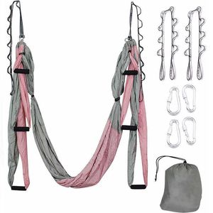 Mix Color Anti-gravity Aerial Yoga Hammock Set with Extension belt and Carry Bag Flying Swing Home Gym Hanging Belt H1026