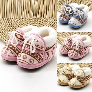 First Walkers Infant Baby Boy Girl Cute Winter Keep Warm Soft Sole Shoes Toddler Snow Boots Born Socks Star
