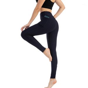 Joga Strój Legginsy Sportowe Kobiety Fitness Spodnie Modna Kieszonkowa Wysoka Elastyczna Biodra Podnośnik Slim i Pot Pantalones30