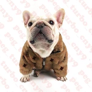 Pet Fur Coat Warm Jacket Letter Print Pets Coats Dog Apparel Winter Latest Bulldog Dogs Clothing250V