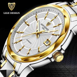 Lige Luxury Menが時計を見るトップブランドファッションサファイアウォッチミラースポーツウォッチメンズタングステンスチール防水ウォッチReloj Hombre 210527