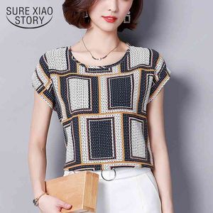 spring women tops short sleeved shirt print o-neck casual style simple T-shirts plus size clothing D566 30 210521