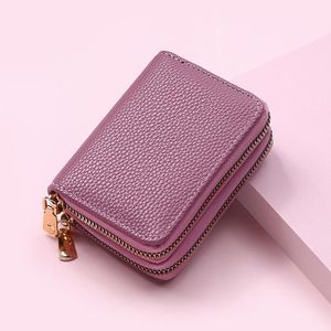 Card Holders 2021 Leather Wallet For Women High Capacity Holder Ladies Small Blocked Accordion Wallets ID Cards Bag