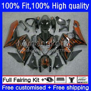 OEM Motorcykelkropp för SUZUKI GSXR 1000 CC 1000CC Bodywork 26NO.137 K5 GSXR1000 05 06 GSXR-1000 2005-2006 GSX-R1000 2005 2006 Injektionsform Fairing Orange Flames