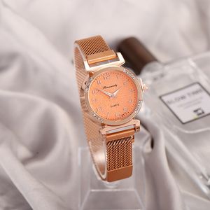 Mulheres assiste a um relógio de alta qualidade de alta qualidade Banda de aço inoxidável de aço elegante shinestone Rose Gold Watch
