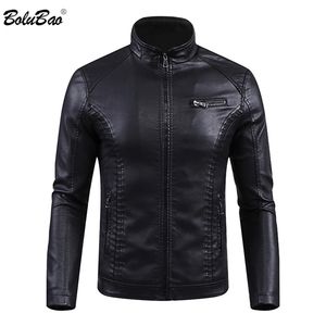 Bolubao Brand Mäns Läder Jackor Jackor Vinter Mode Faux PU Jacka Bekväm Varm Tjock Fleece Casual Leather Jacket Male 211110