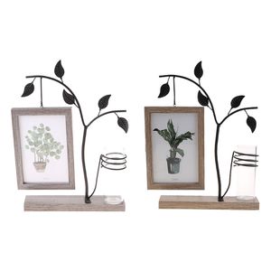 Familj Bildram 4x6 Vertikal Metal Tree Desk Po Frames med dekorativa Bud Vase Double Sidor Visa unika gåvor