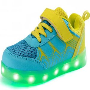 New Kids Led Lighted Shoes Children Shoes Luminous Sneakers Girls Causal Shoes Boys Luminous Sneaker USB Charged Pu Colorful G1025