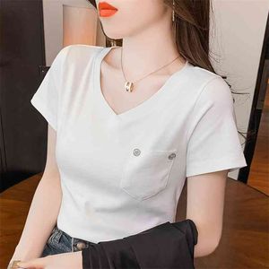 Frauen T-shirts Casual Harajuku Pocket Ops EE Sommer Weibliche Kurzarm Für Kleidung y2k Top 210507