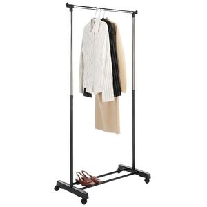 Hangers & Racks Single-bar Vertical Horizontal Stretching Stand Clothes Rack With Shoe Shelf YJ-01 Black Silve