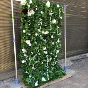 結婚式の背景のための緑の植物のバラのアジサイのペノイの人工花の壁の装飾的な花の花輪