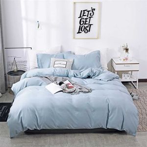 Solid Color Sanding Polyester Bedding Set 2/3PCS Duvet Cover Set,Comfortable Bed Linens (No Fitted Sheet) Home Textile 211007