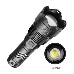 Ultra Güçlü XHP160 Torch 16-Core LED El Feneri Serisi USB Fener Su Geçirmez Yakınlaştırma Meşalesi 18650 26650 Batarya