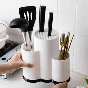 Kök Storage Organization Multifunktionsredskap Holder Knife Block PP Flatvaraval Box Spoon Fork Organizer Rack