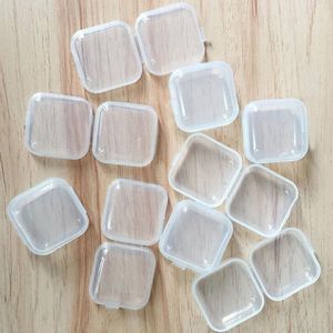 Kunststoff Klar Mini Leere Quadratische Kleine Boxen Schmuck Ohr Stecker Container Nail art Bunte Dekor Diamant Lagerung Fall