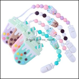 Suportes de chupetaClips# Baby Feeding Baby, Kids Maternity Newborn Silica Gel Bead Holders Ice Cream Teethers Hand Made Safe Infant Toddler