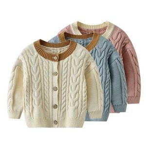 Iyeal bebê meninos meninas outono algodão camisola top bebê crianças roupas meninos meninas de malha cardigan suéter criança mola roupas 211106
