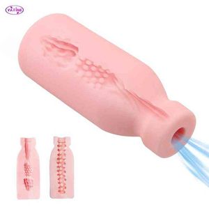 NXY Sex Masturbatori 13 cm di spessore Bottiglia di silicone 3d Vagina Figa reale per uomini Masturbatore maschile Pompa per pene Esercitatore per cazzi Giocattoli erotici Prodotto per adulti 220127