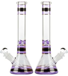 Vintage 18inch Premium Purple Glass Bong Hookah rökrör Oljebrännare med skål kan sätta kundlogotyp