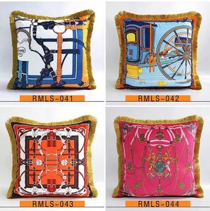 Luxury pillow case designer classic Signage tassel Carriage saddle 20 patterns printting pillowcase cushion cover 45*45cm for home decorative new Year gift