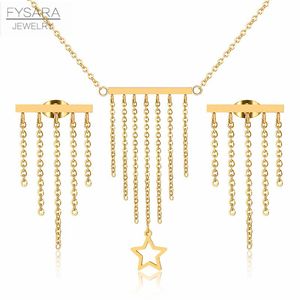 Earrings Necklace FYSARA Cute Star Key Tassels Jewelry Set Stainless Steel And Pearl Gold Sets For Women Price