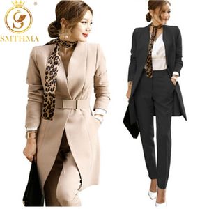Alta Qualidade 2 Piece Calça Suits Mulheres Escritório Casual Negócios Trabalho Formal Wear Define estilos uniformes Elegant 210520
