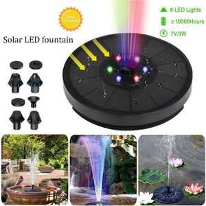 Creative Floating Solar Fountain Pool Decoration Colorful LED Light Panel Powered Water Pump Pond Lawn 210713