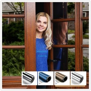 Wholesale mirror window film for sale - Group buy One Way Mirror Reflective Solar Window Film Privacy Stained Glass Vinyl Self Adhesive Film Heat Control UV Window Tint for Home