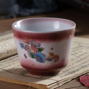 Handbemalte Pin Ming Teetasse, Schüssel, Zubehör, rote Keramik, Heimdekoration, Tassen, Untertassen