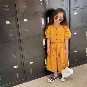 Arrivo estivo per ragazze moda solido set top + pantaloni per bambini vestito di design coreano vestiti per neonata 210528