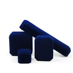 Square Shape Velvet Jewelry Packaging Holder Blue Color Box For Pendant Necklace Bracelets Rings Earring Boxes Display Decor